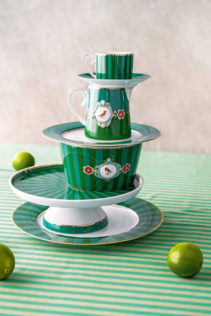 Mini Cake Tray o/f Love Birds Stripes Emerald-Green 24cm