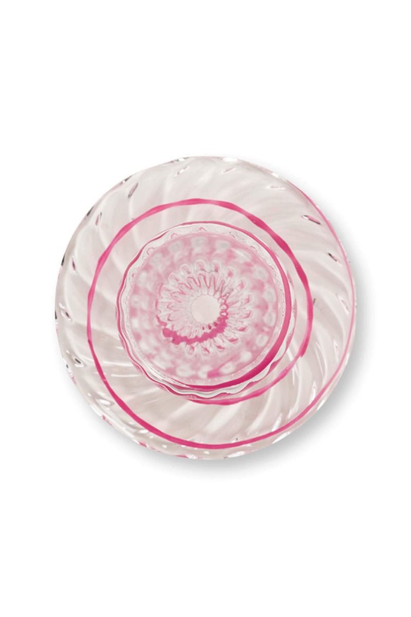 Candle Holder Glass Swirl Pink S 20cm