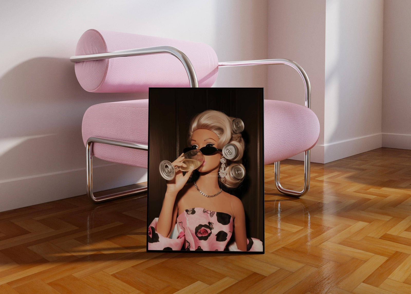 Retro Barbie Doll Cocktail Print, Coquette | Framed Art  8x10 In