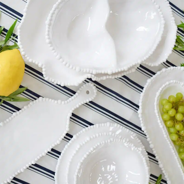 Melamine Pearl Double Serving Bowl - White