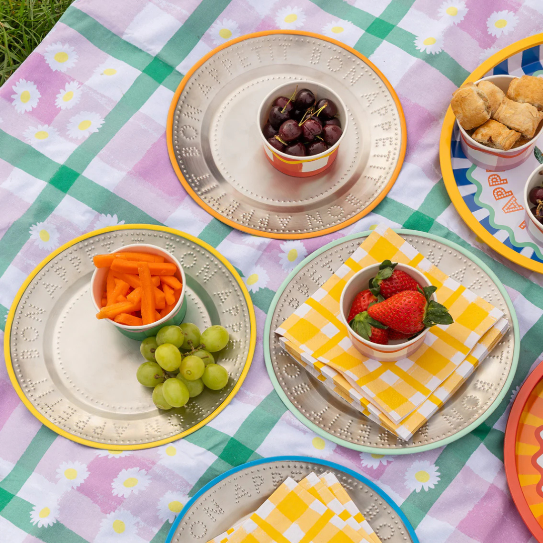 Yellow Stainless Steel Reusable Plate - 25cm