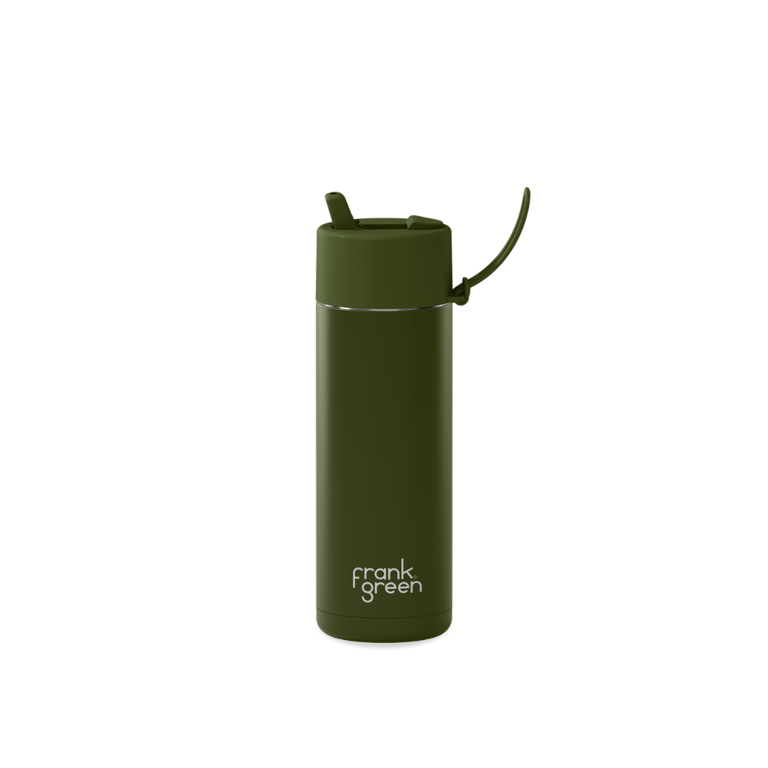 20oz Stainless Steel Ceramic Reusable Bottle with Straw Lid