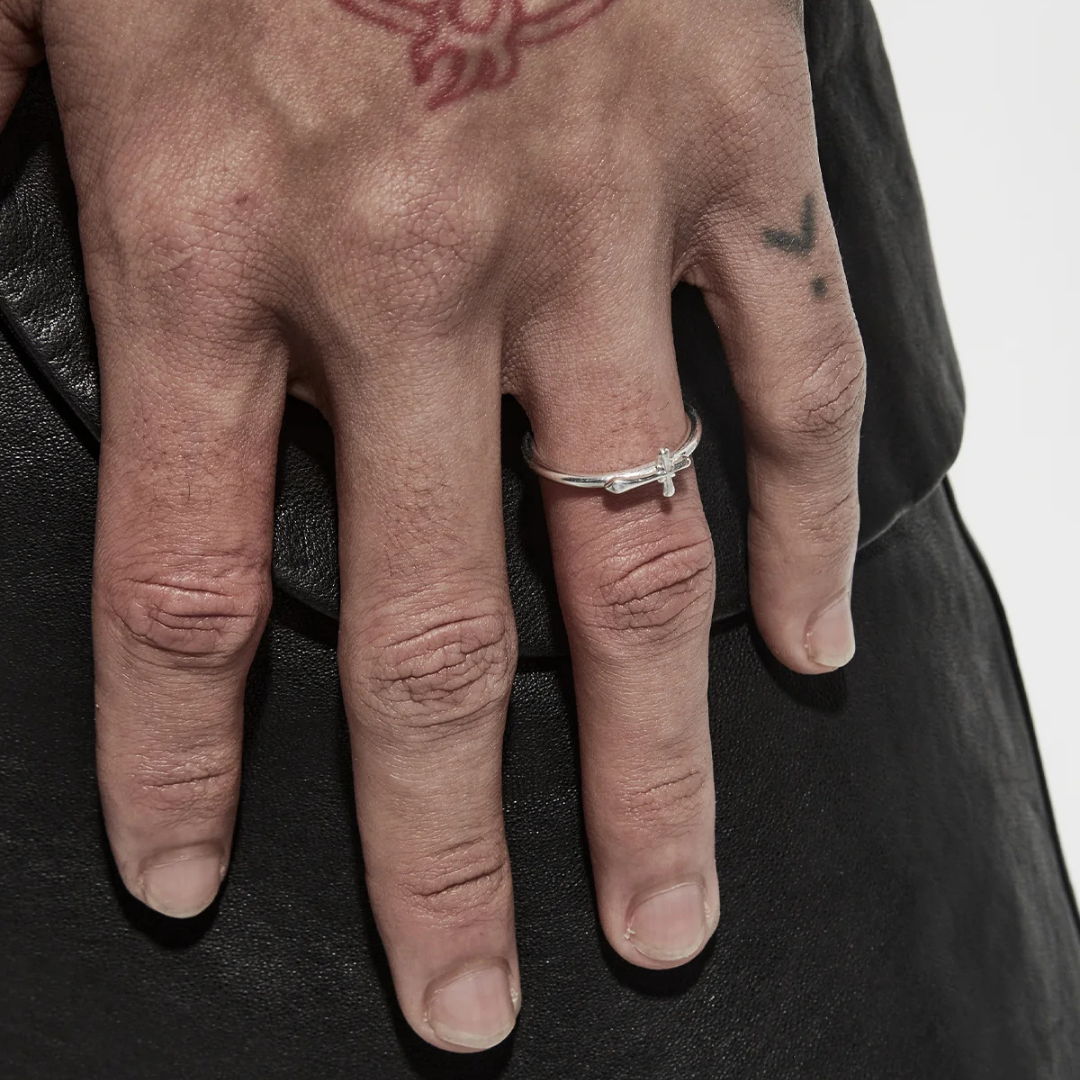 Micro Gothic Cross Ring