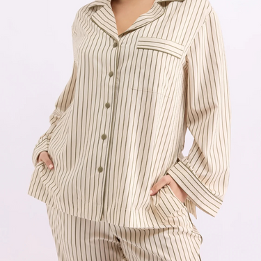 Long Sleeve Sleep Shirt - Matcha Stripes