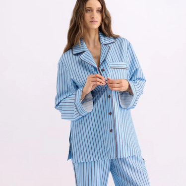 Long Sleeve Sleep Shirt - Iced Chocolate Stripes