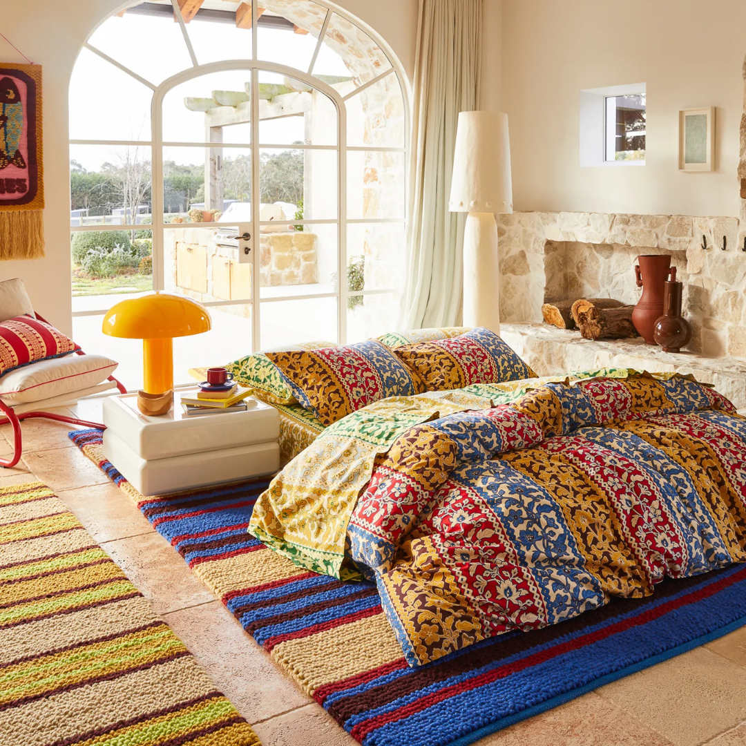 Thea Cotton Quilt Cover - Vermillion