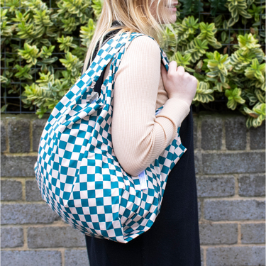 Reusable Bag Medium - Checkerboard Teal