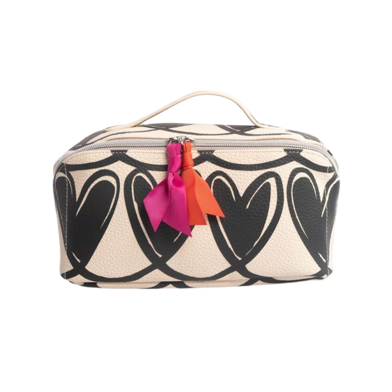 Mono Linked Hearts - Diagonal Wash Bag