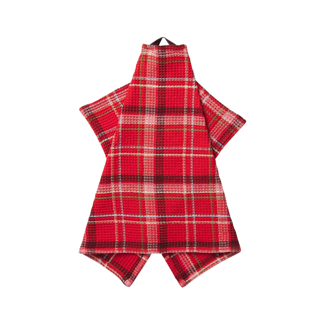Frances Waffle Tea Towel - Poppy