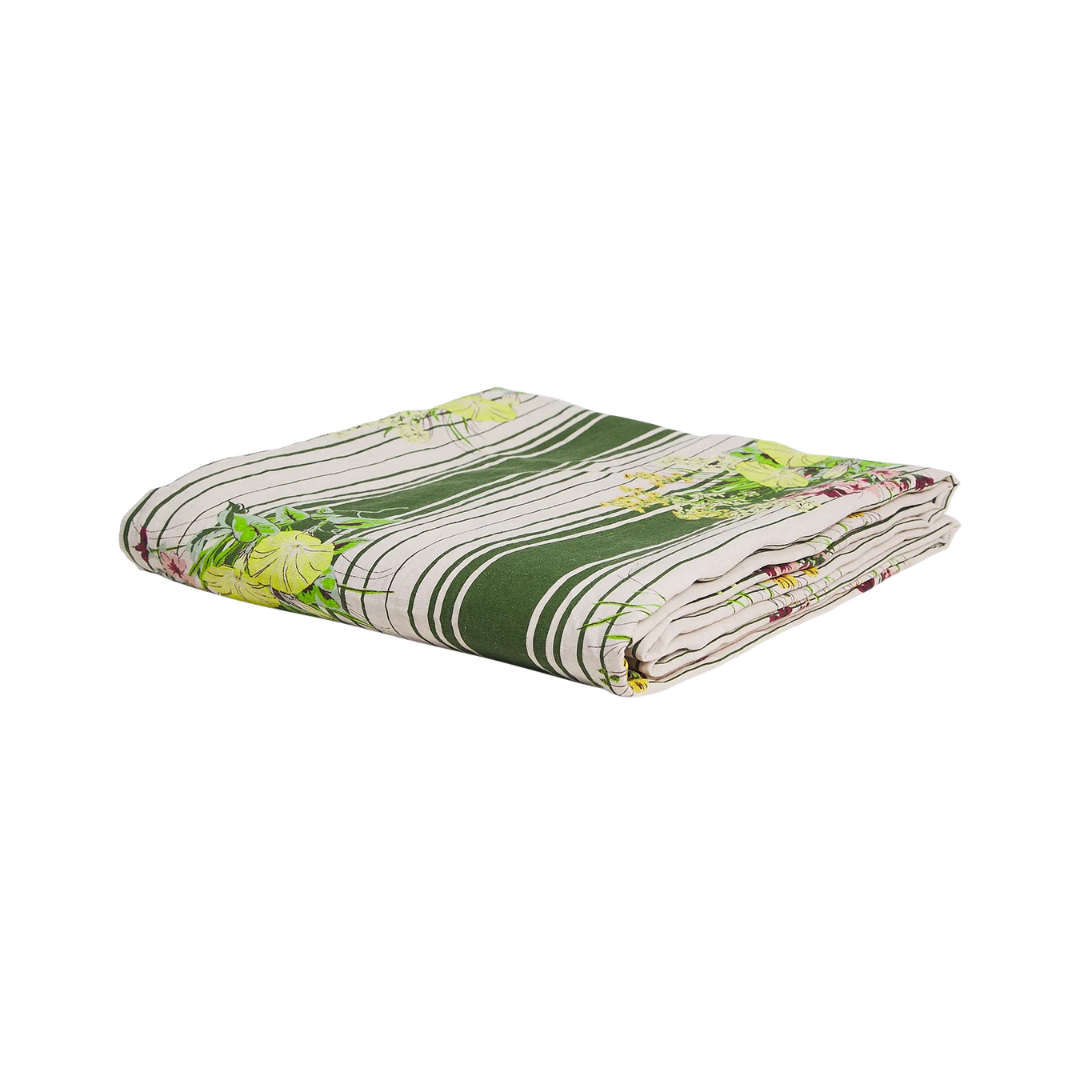 Dempsey Linen Sheets - Hunter Green Flat Sheet