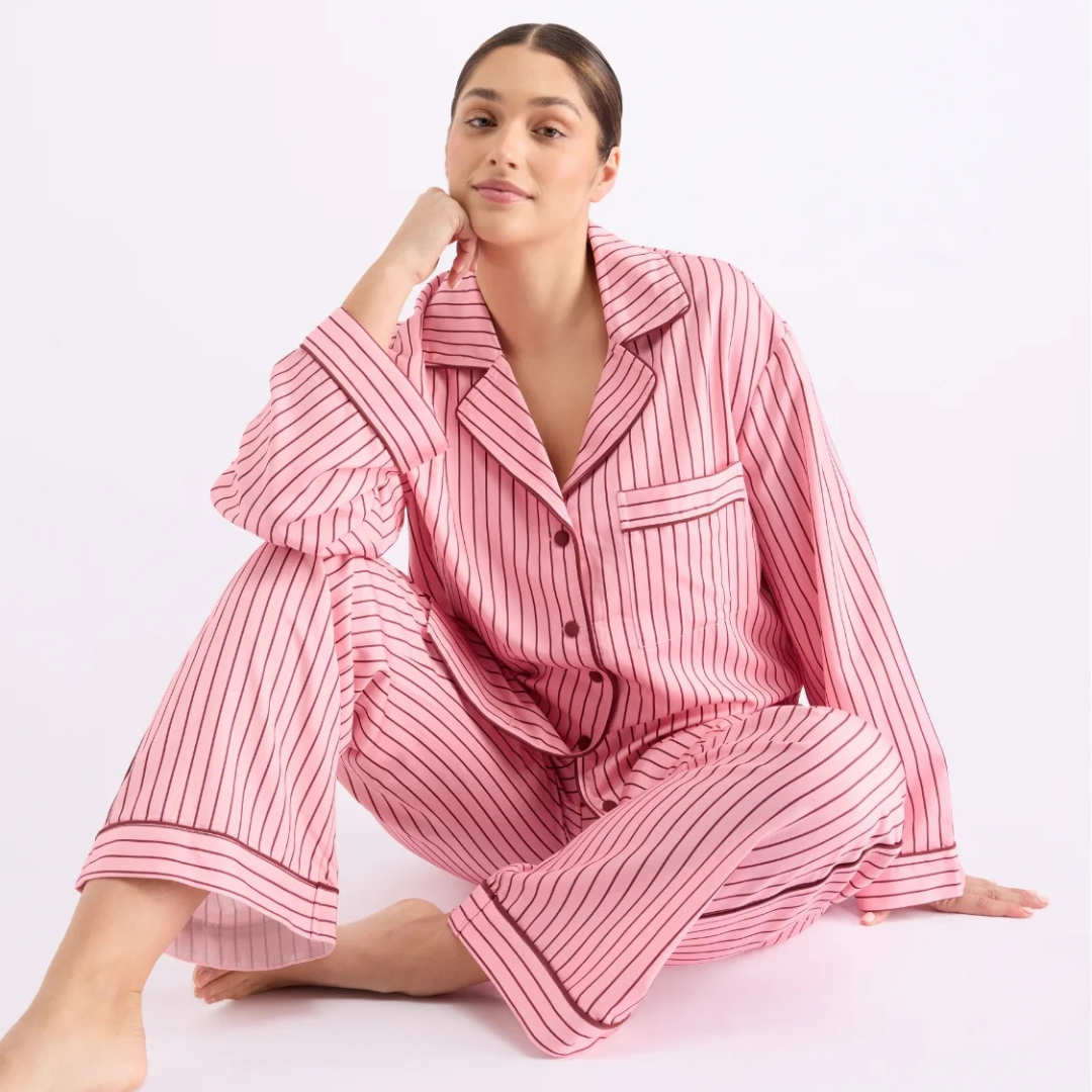 Long Sleeve Sleep Shirt - Rocky Road Stripes