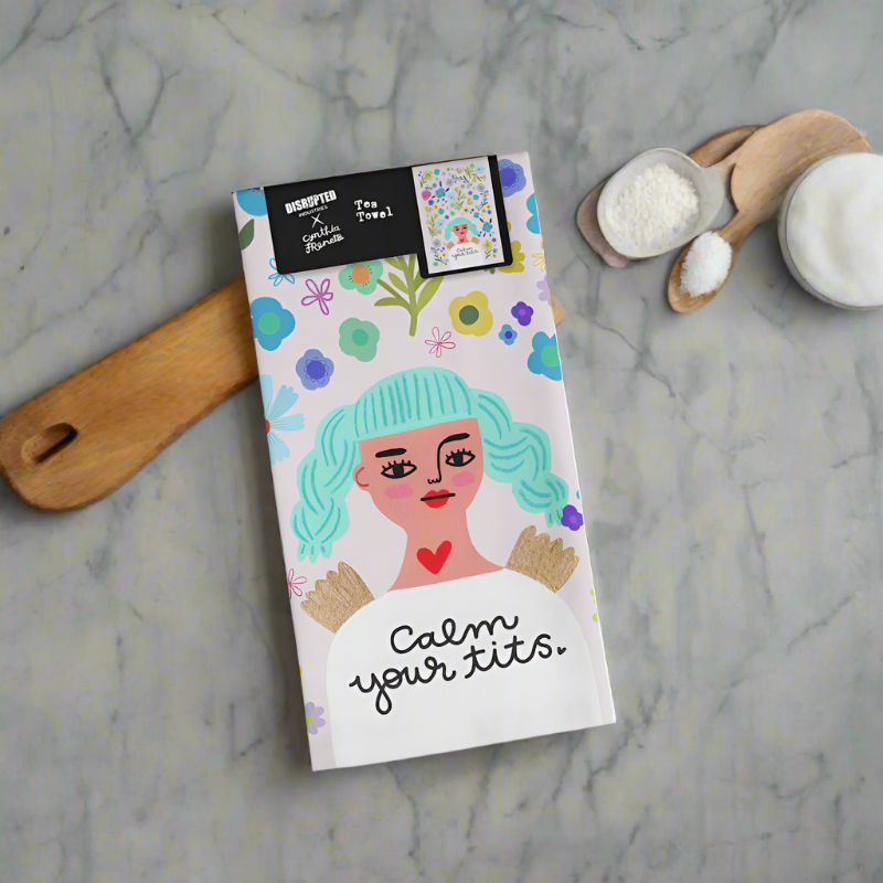 Calm Your Tits Grumpy Angel Dish Towel