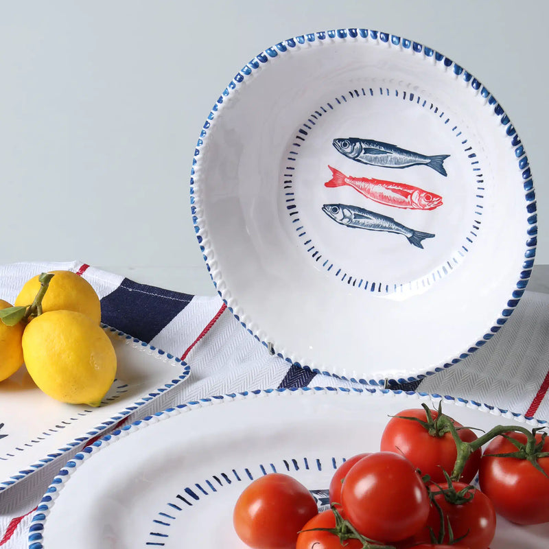 Melamine Nautical Sardine Bowl 31cm