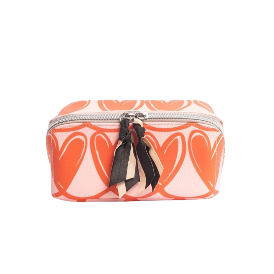 Pink Linked Hearts - Diagonal Cosmetic Bag