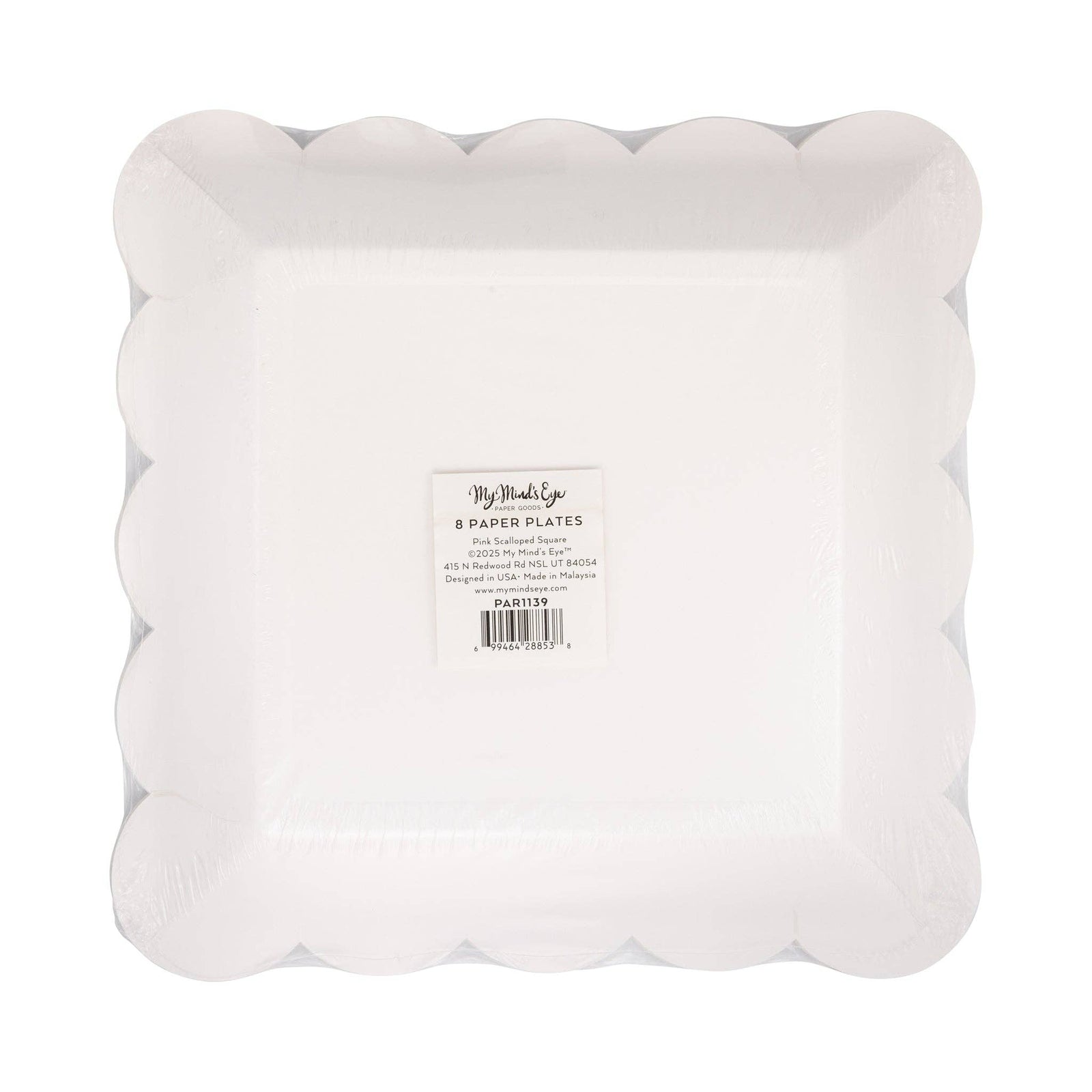 Pink Scalloped 9" Square Plate