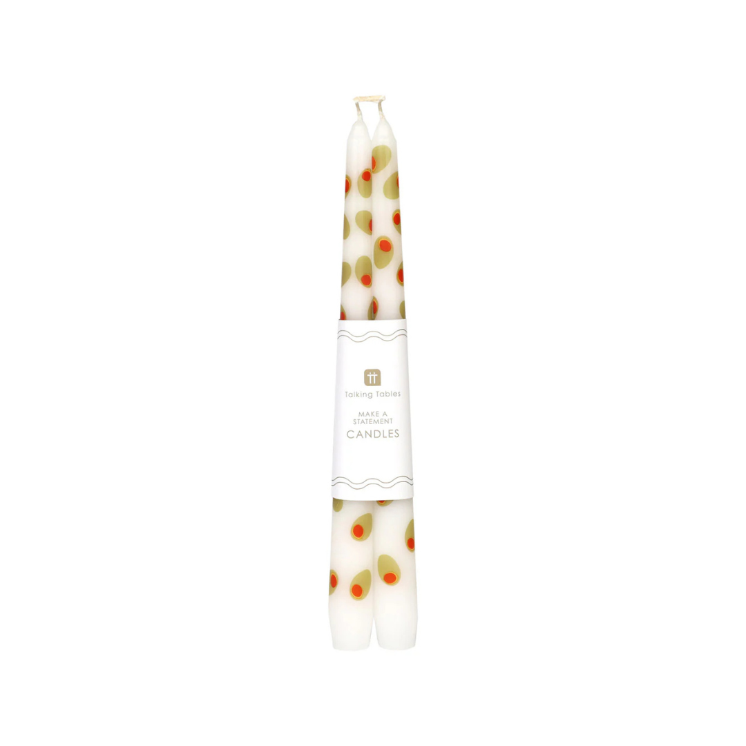 Olive Taper Dinner Candles - 2 Pack