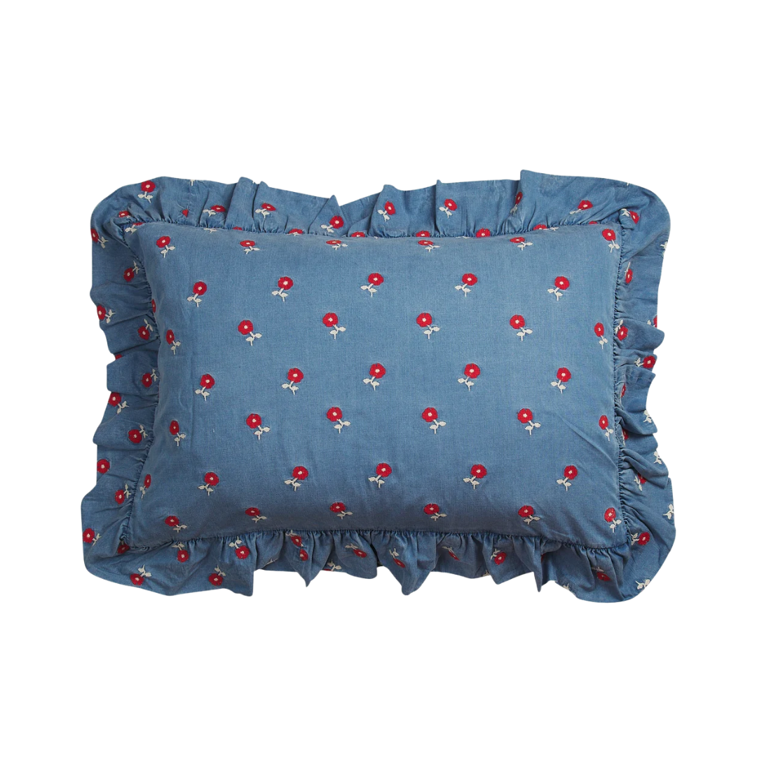 Anneliese Ruffle Pillowcase - Poppy Standard