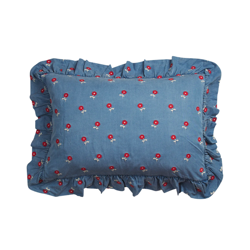 Anneliese Ruffle Pillowcase - Poppy Standard