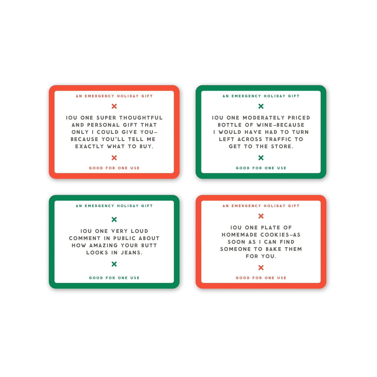 Emergency Holiday IOUs Card Set