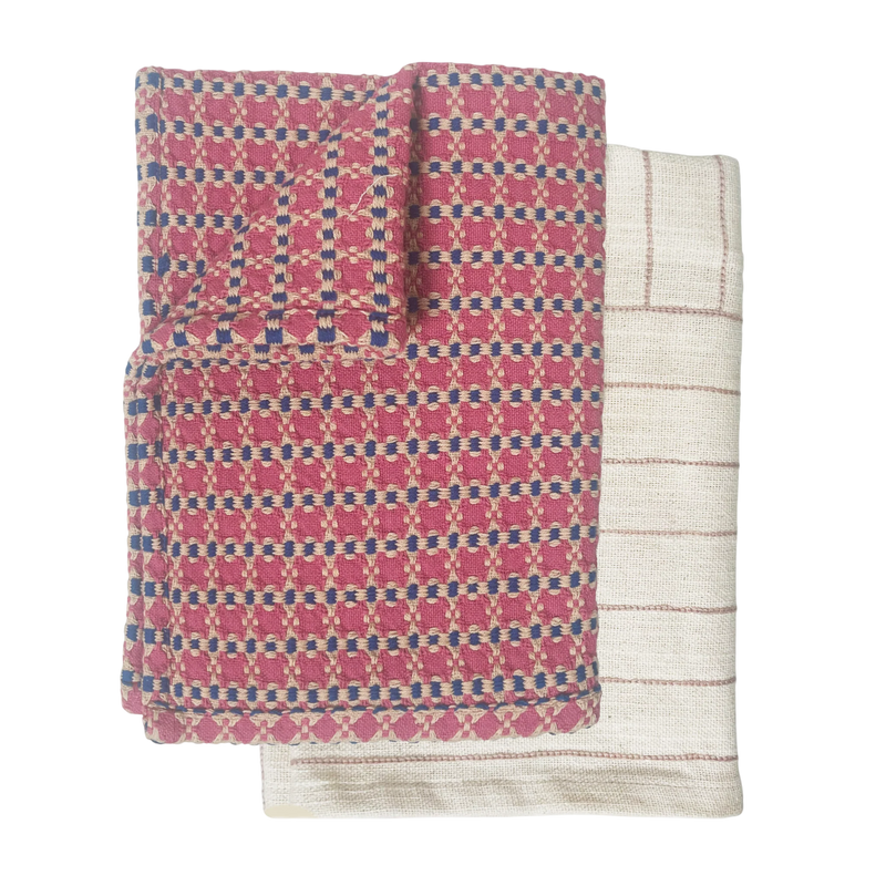 Set of 2 Tea Towels / Rose