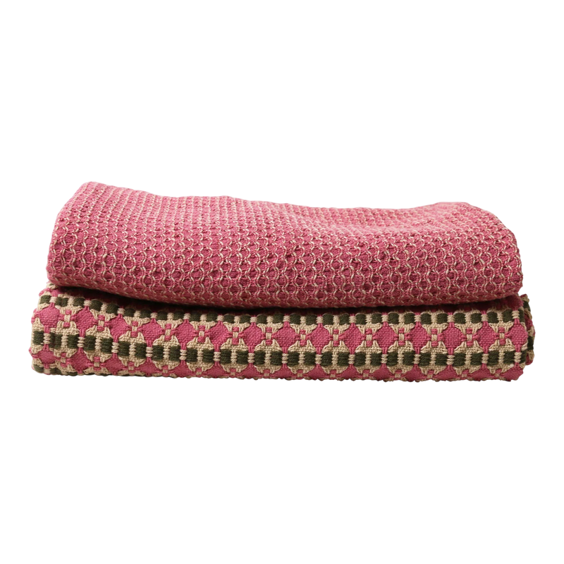 Set of 2 Tea Towels / Raspberry Lume