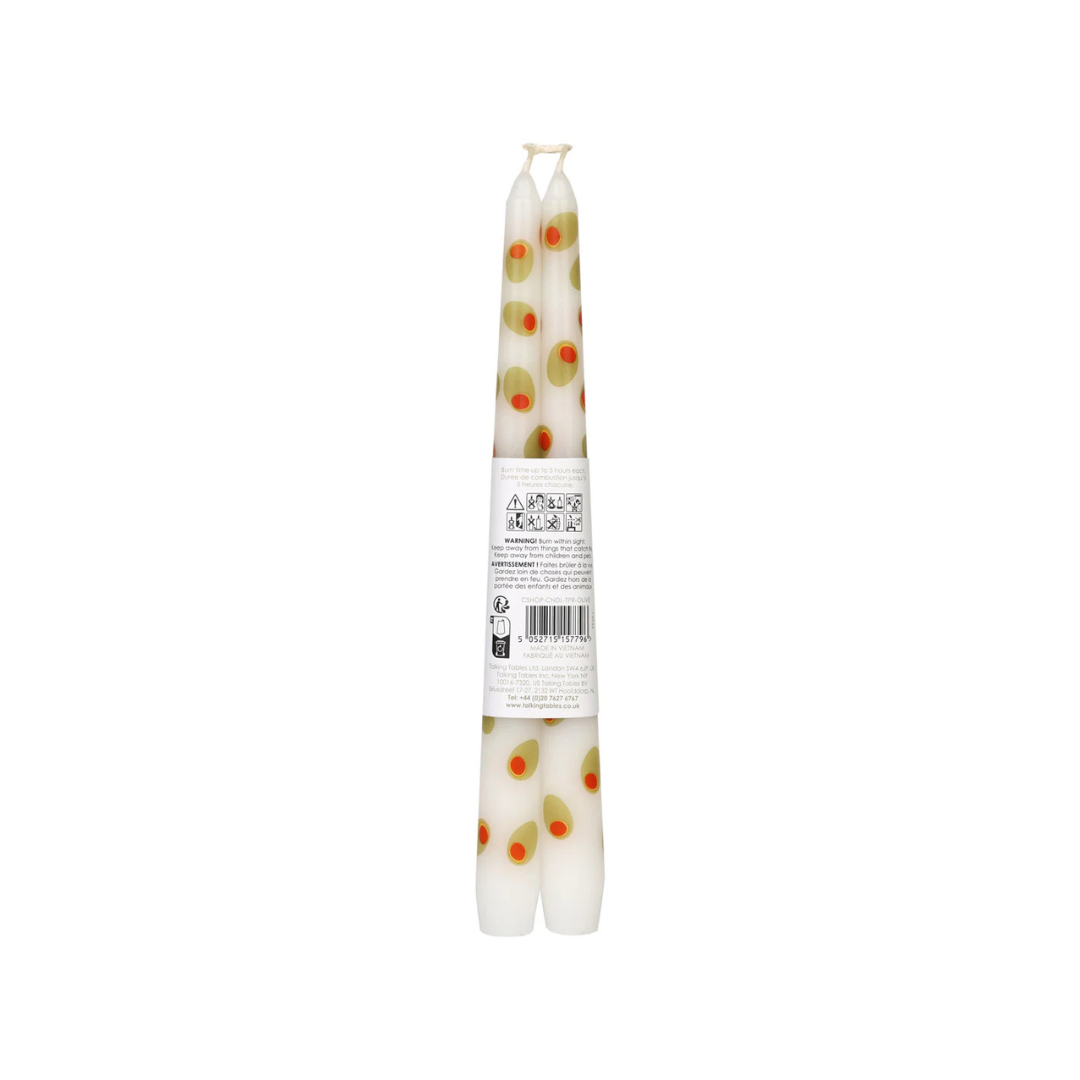 Olive Taper Dinner Candles - 2 Pack