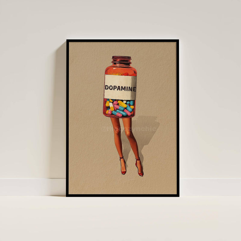 Retro Dopamine  Wall Art: Vintage Surreal Collage | Framed Art  18x24 In