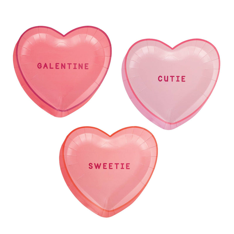 Pink Conversation Hearts Paper Plate Set (9 ct)