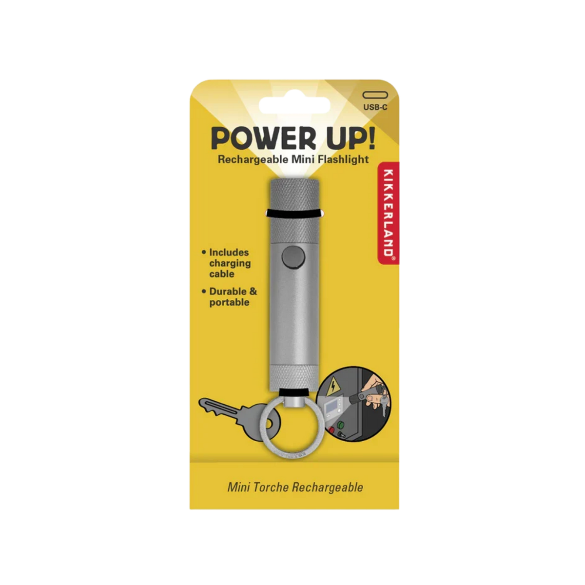 Kikkerland Rechargeable Mini Flashlight Silver