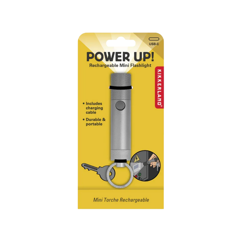 Kikkerland Rechargeable Mini Flashlight Silver