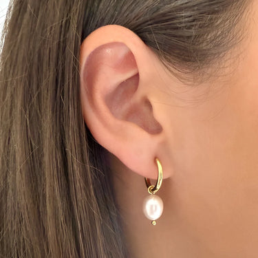 After Dark Pearl Hoop Earrings