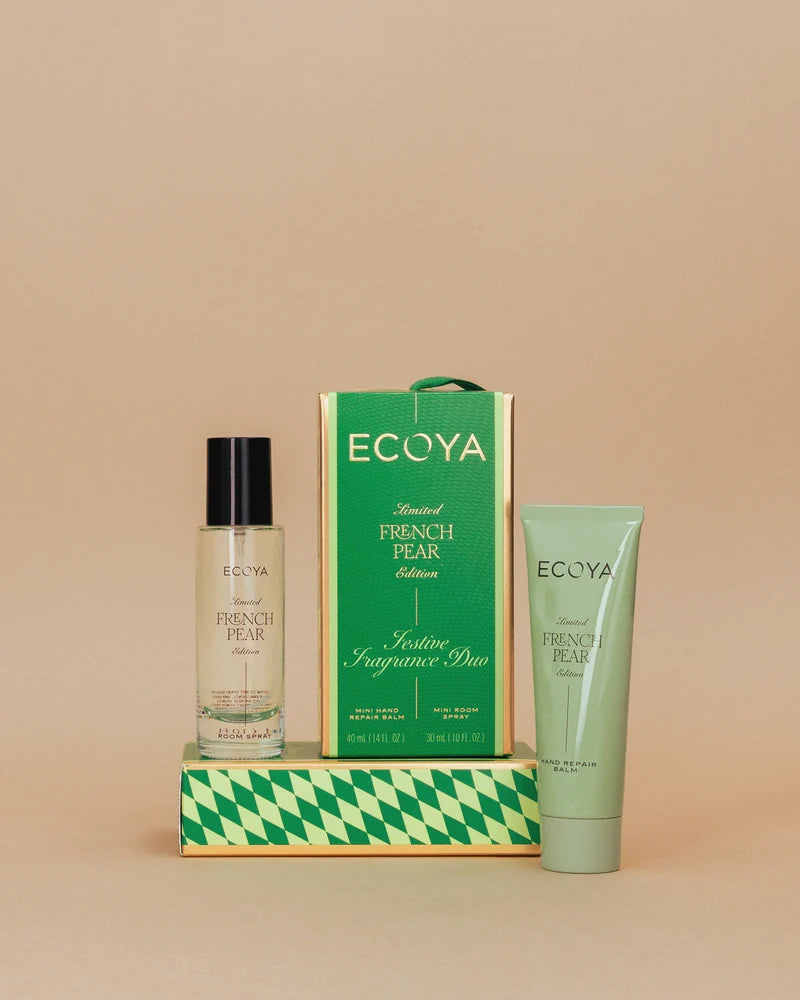 Festive Fragrance Duo - Mini Hand Repair Balm 40ml and Mini Room Spray 30ml - French Pear