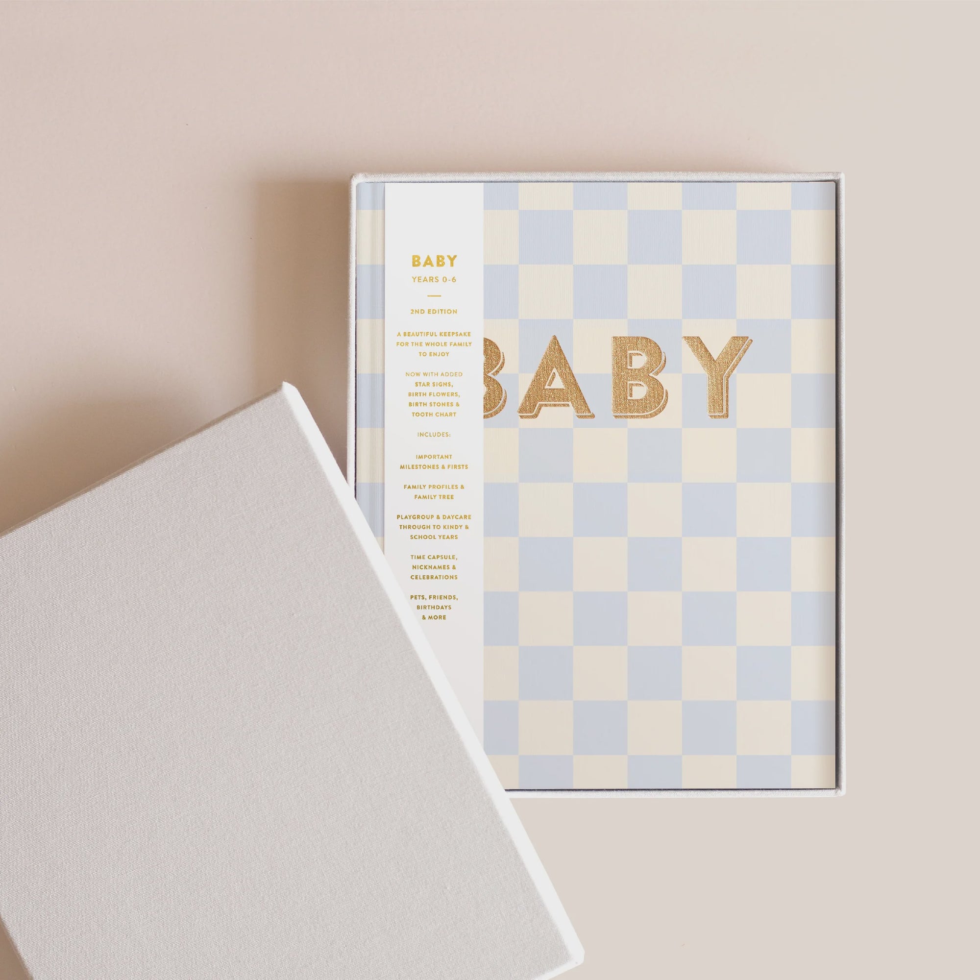 Baby Book Blue Check Boxed