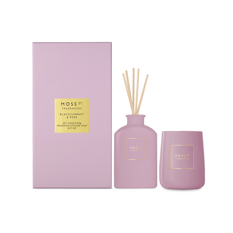 Gift Set - Mini Candle & Diffuser - Blackcurrant & Rose | Moss St.