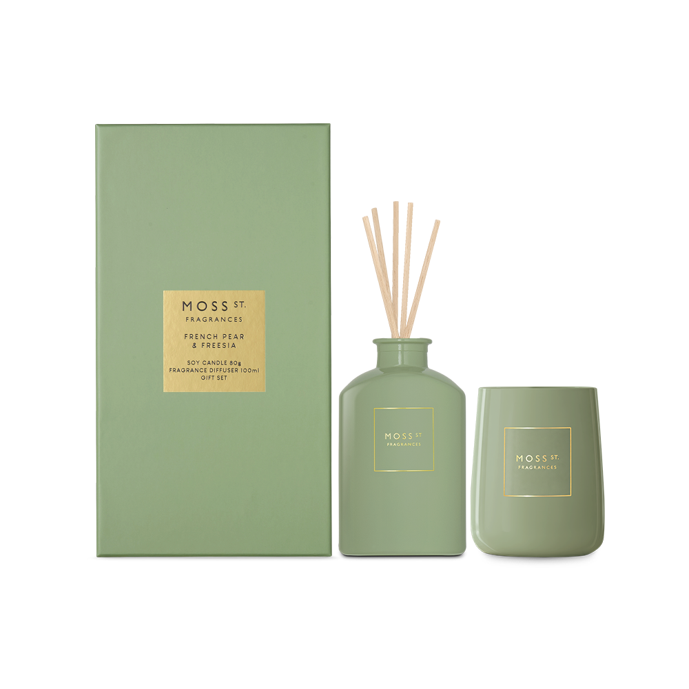 Gift Set - Mini Candle & Diffuser - French Pear & Freesia | Moss St.