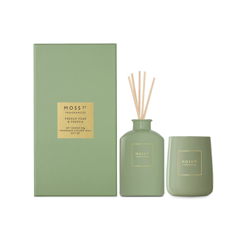 Gift Set - Mini Candle & Diffuser - French Pear & Freesia | Moss St.
