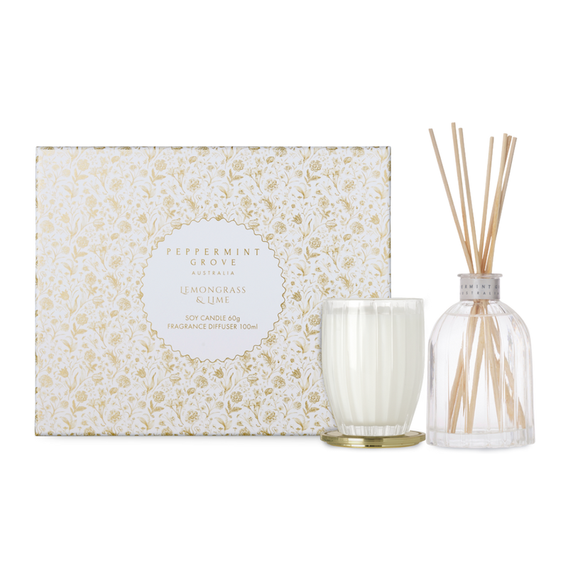 Gift Set - Mini Candle & Diffuser - Lemongrass & Lime