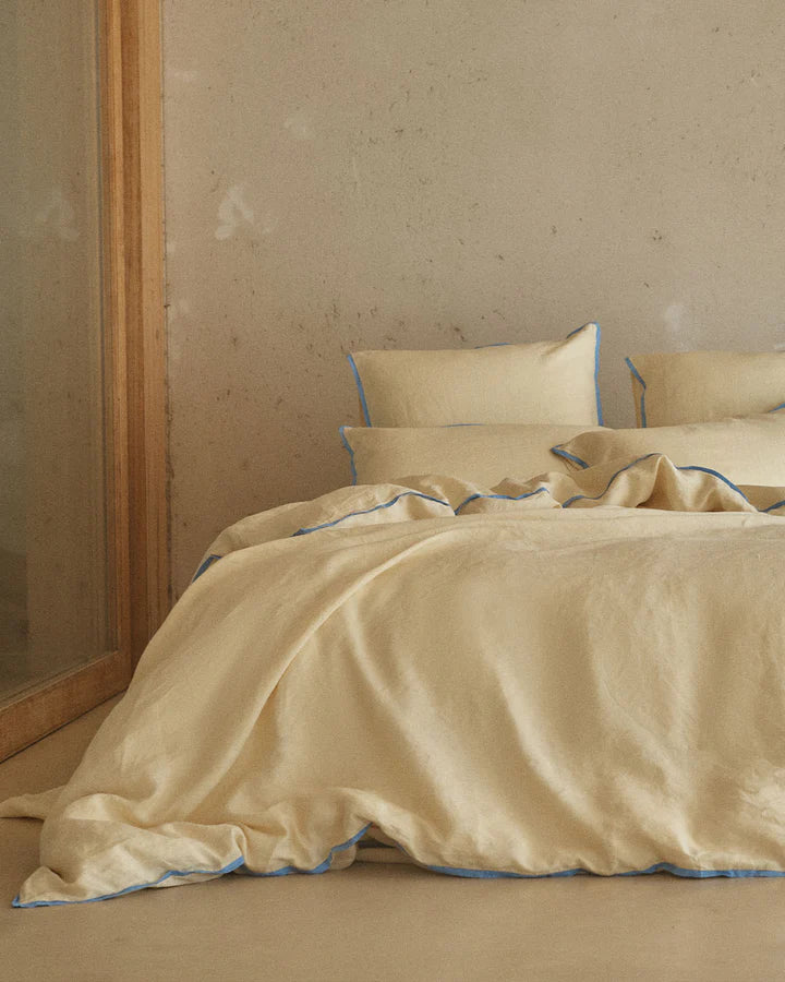 Linen Quilt Cover - Butter