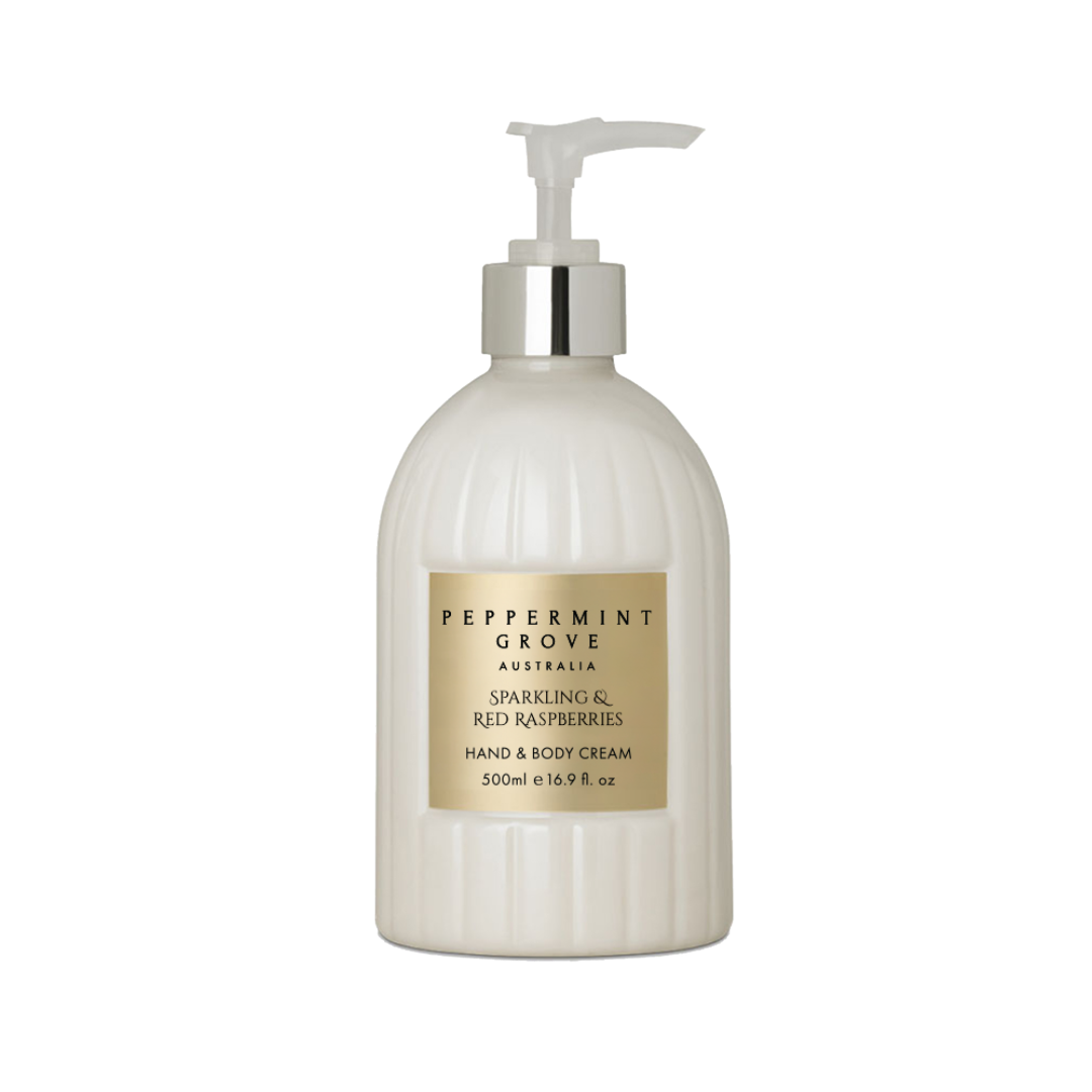 Hand & Body Cream 500ml - Sparkling & Red Raspberries