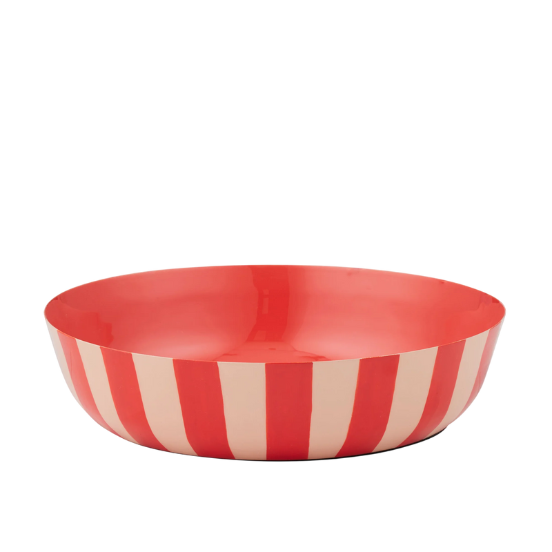 Linear Metal Bowl 30x7cm Nude/Tomato