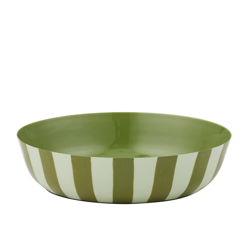 Linear Metal Bowl 30x7cm Olive/Seafoam