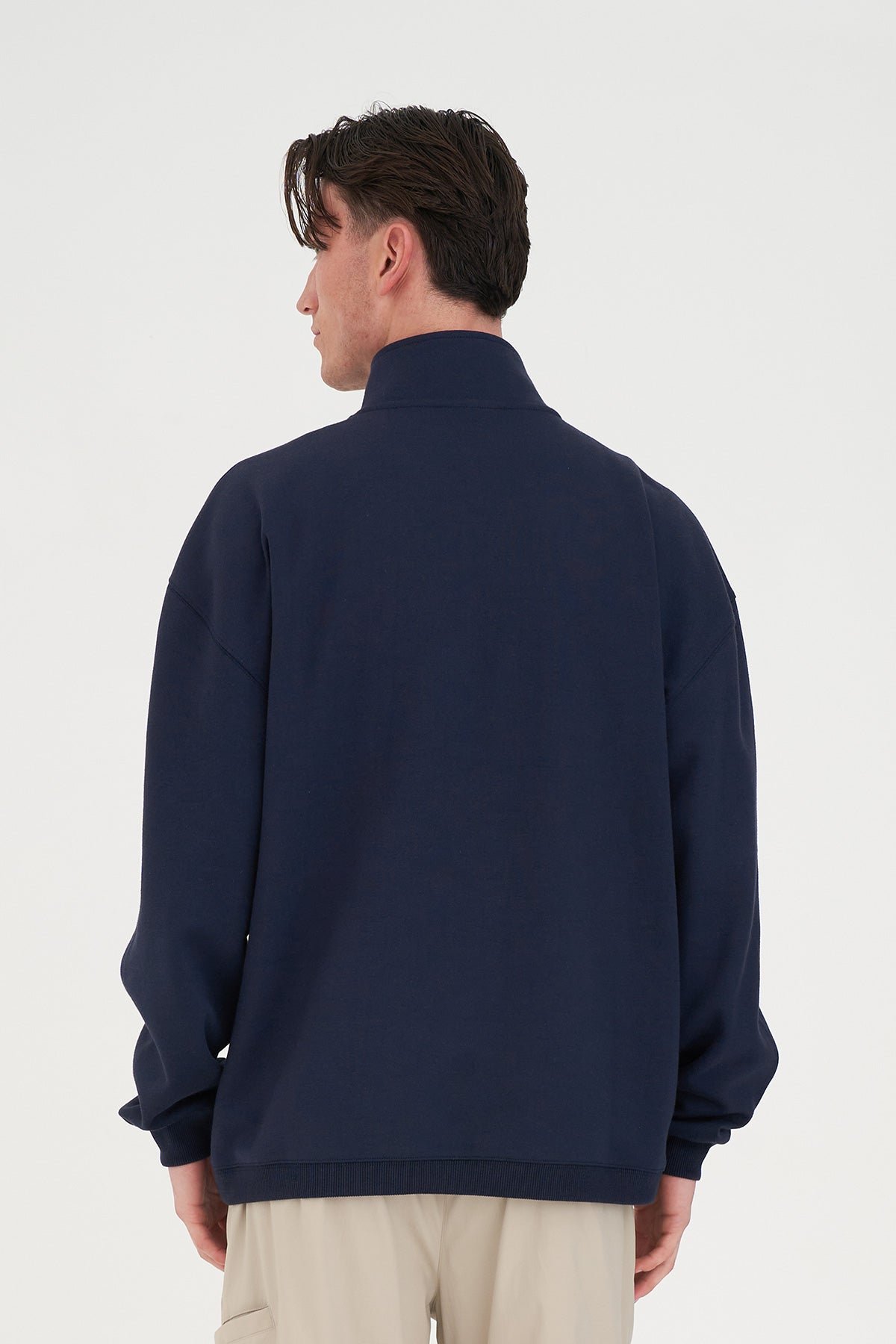 Mens Club 1/4 Zip Crew - Navy/White