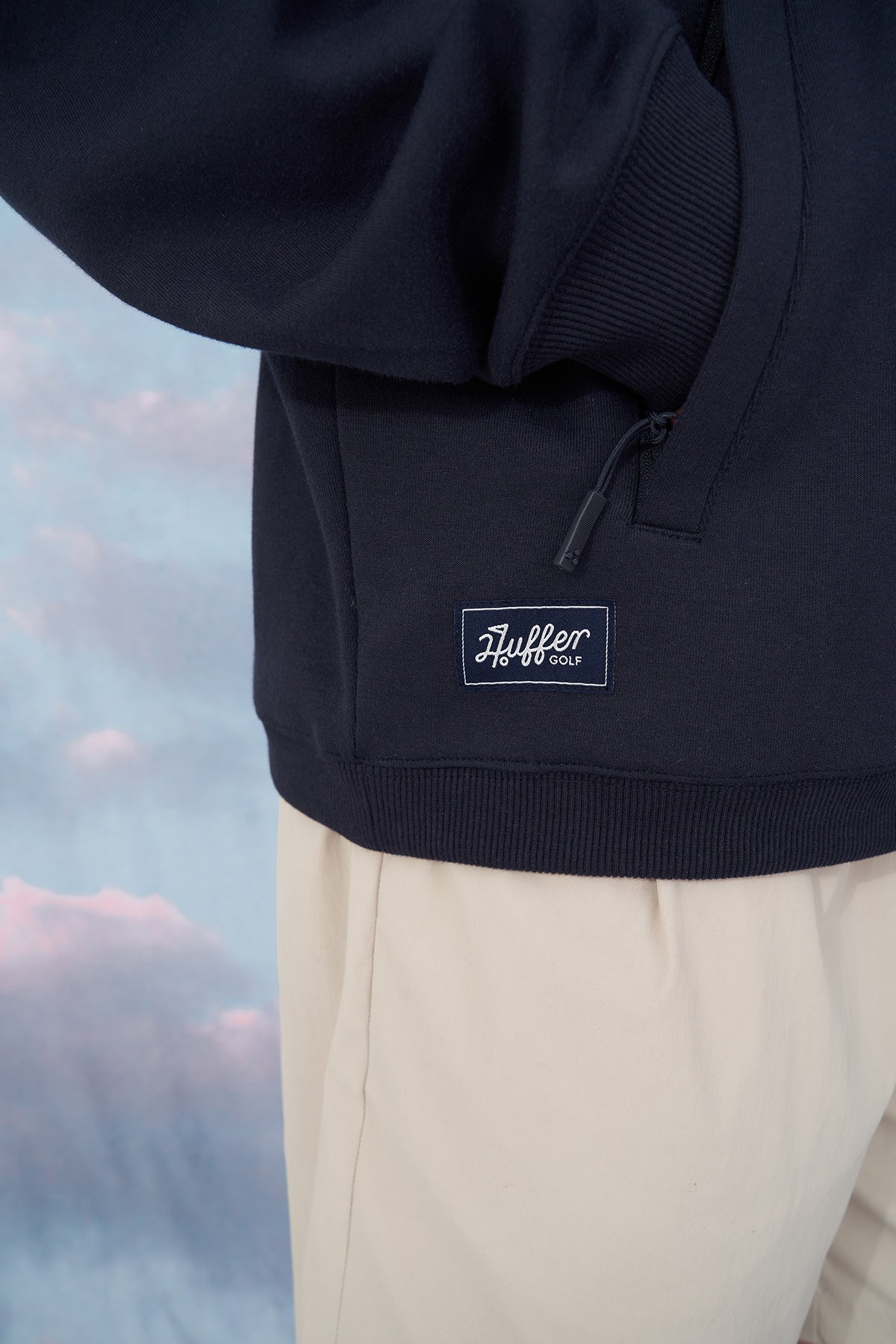 Mens Club 1/4 Zip Crew - Navy/White
