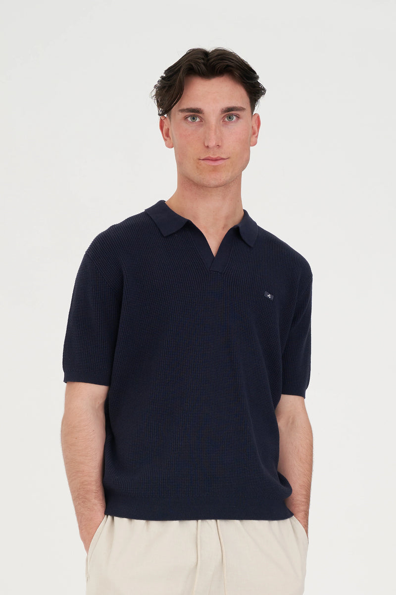 Classic Knit Polo - Navy