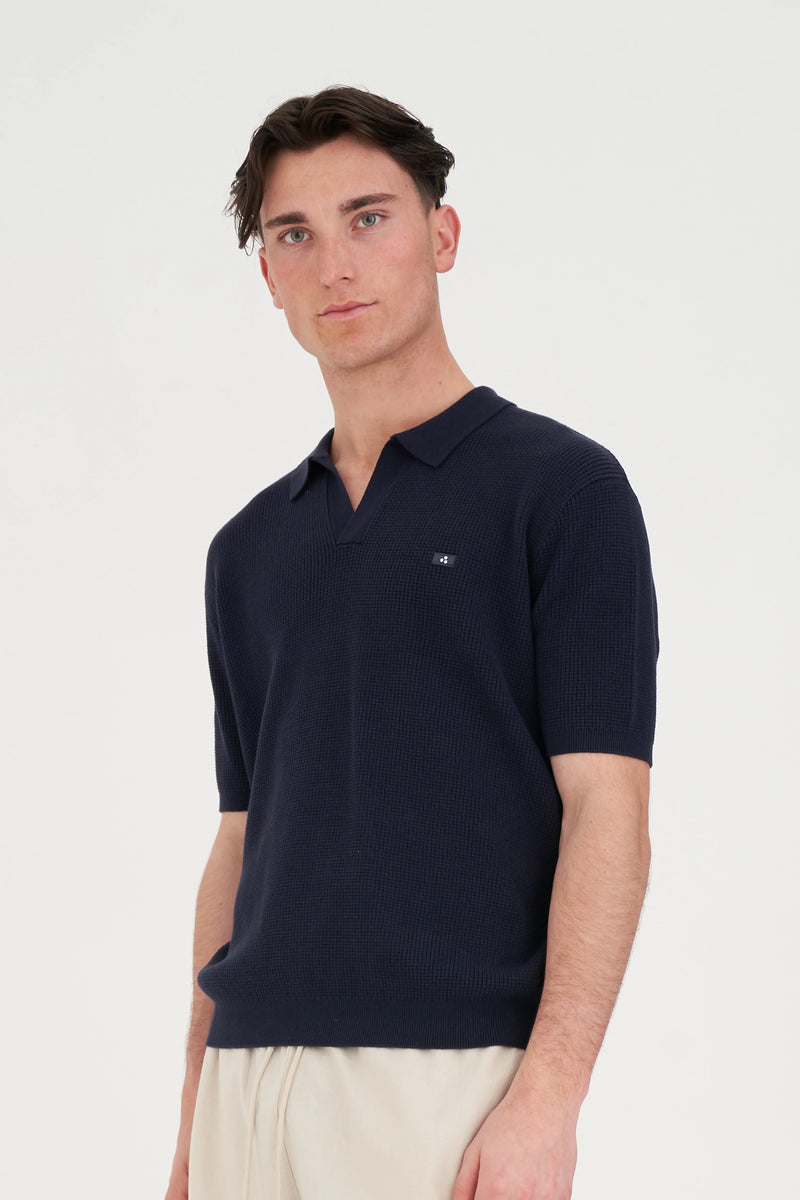 Classic Knit Polo - Navy