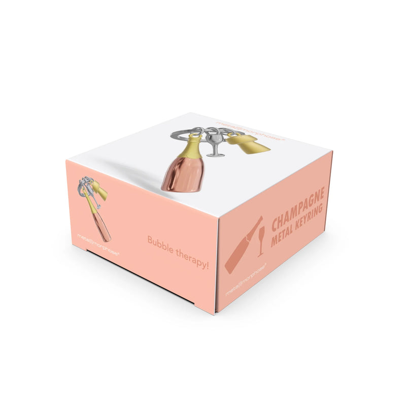 Champagne Bottle in Rose Gold Keychain
