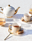 Teacup & Saucer , Pinstripe Ivory