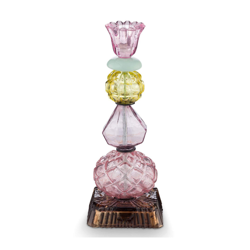 Candle Holder Glass Beads Lilac 23.5cm