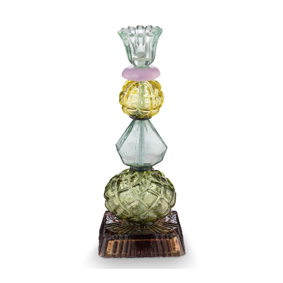 Candle Holder Glass Beads Green 23.5cm