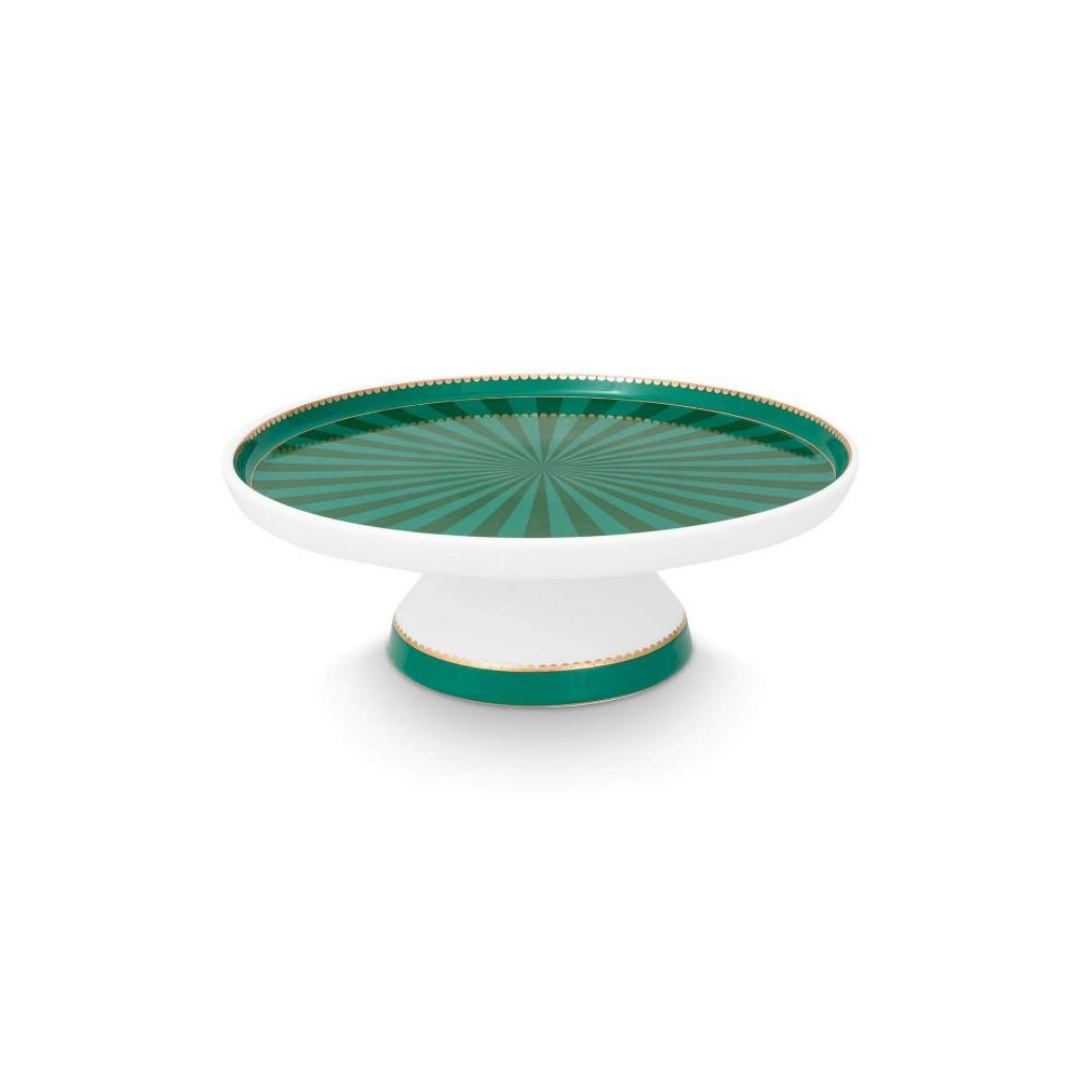 Mini Cake Tray o/f Love Birds Stripes Emerald-Green 24cm